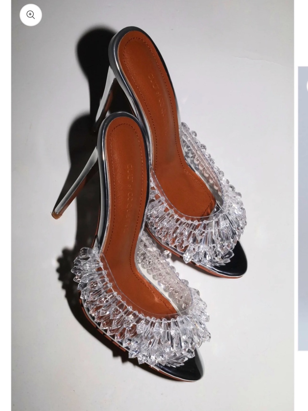 Brand new never worn GOLDIE CLEAR DRIP CHANDELIER OPEN TOE MULES 120 MM size 6.5